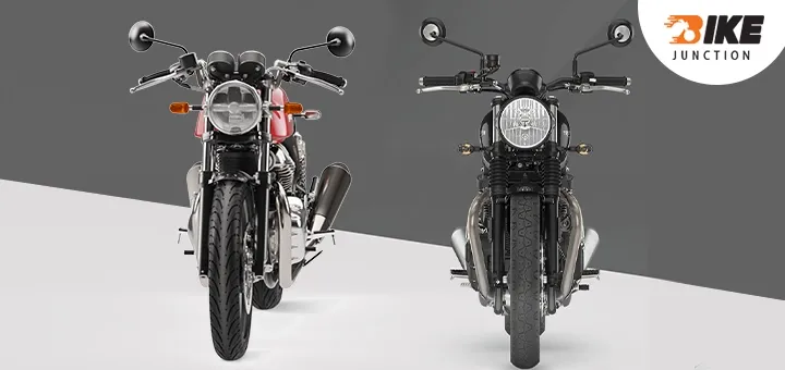 Royal Enfield Continental GT 650 vs Triumph Speed Twin 900 front angle